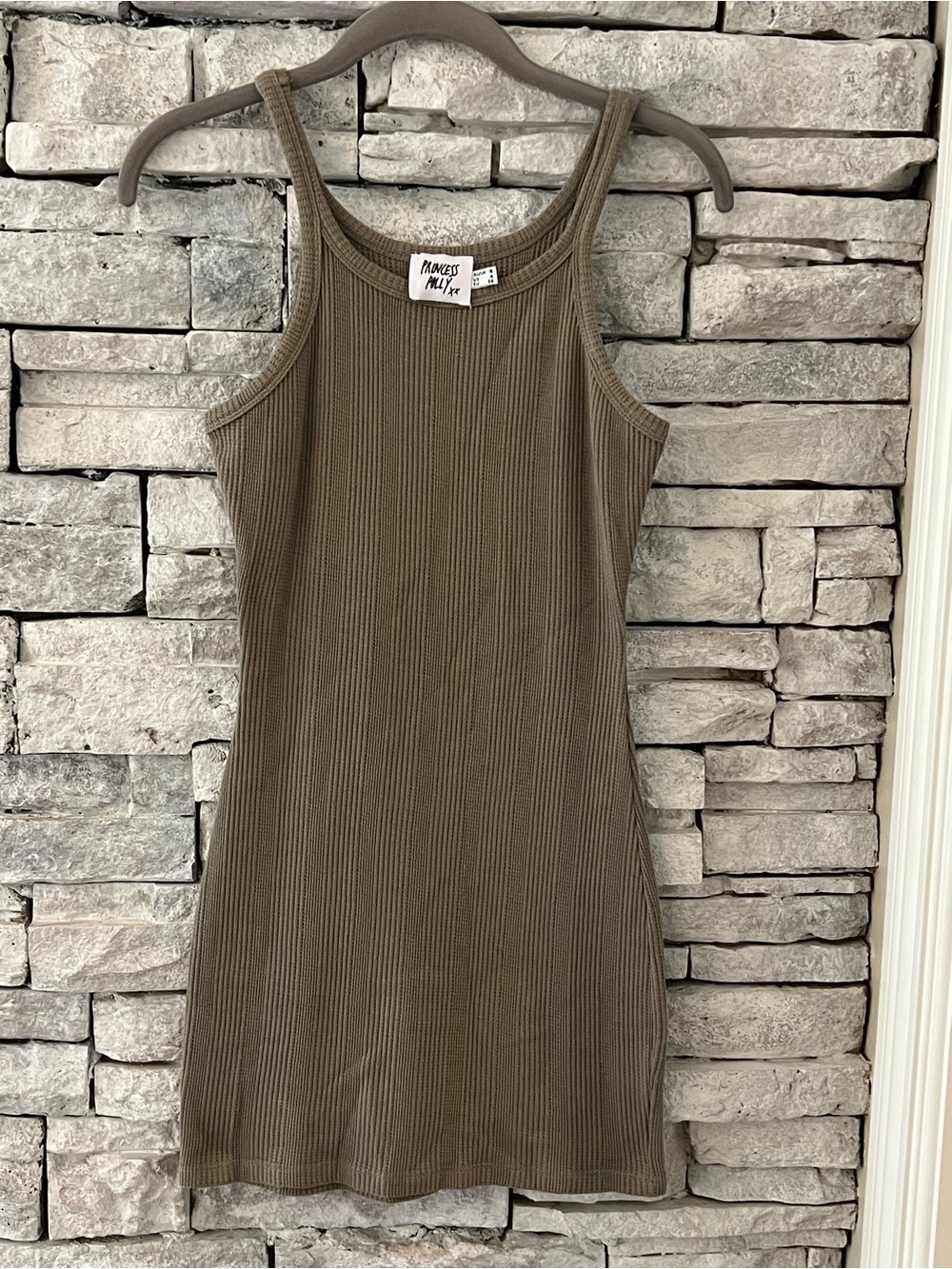 Princess Polly Ribbed Tank Dress in Olive